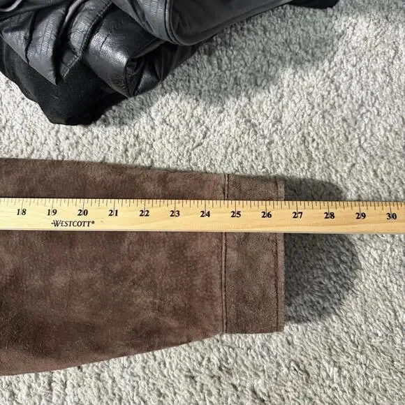 VTG Columbia Mens Suede Leather Barn Chore Jacket Sherpa Lined XXL Brown Zip - Picture 12 of 13